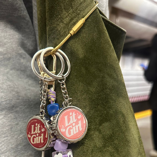 Lit Girl Bottle Cap Opener Keychain
